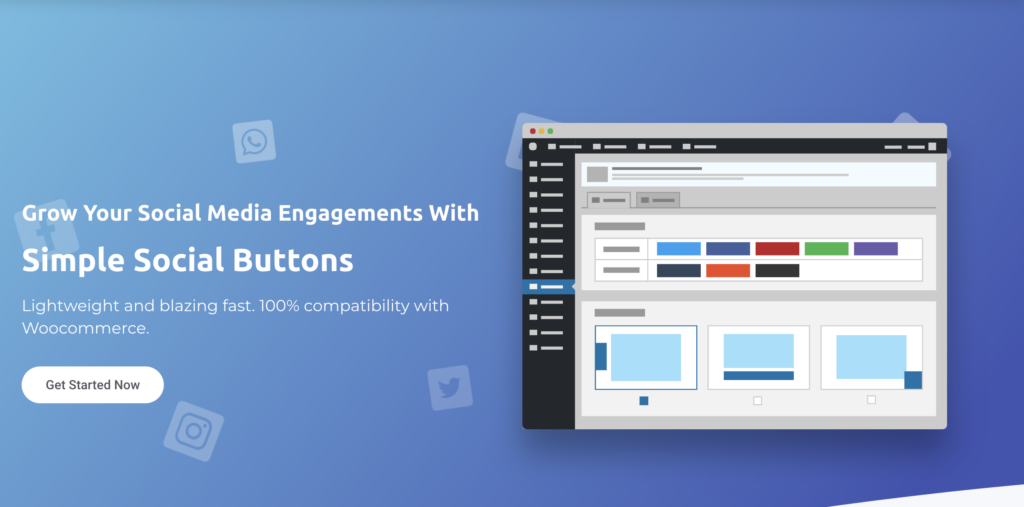 simple social buttons homepage