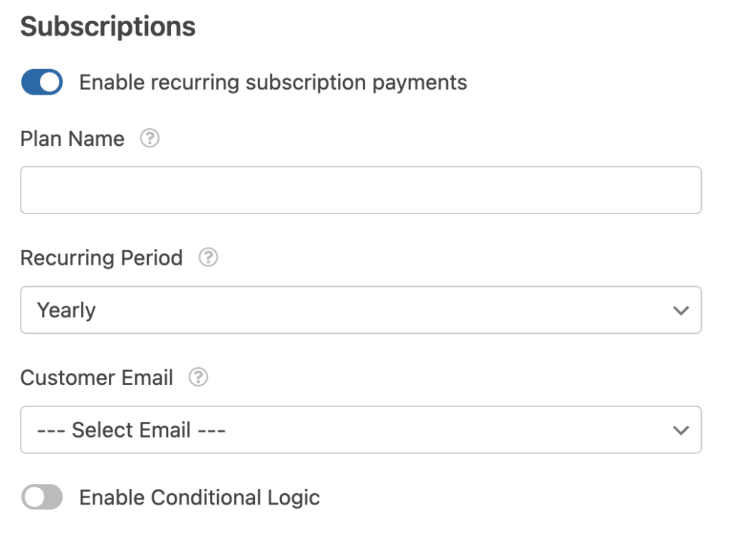 wpforms subscriptions
