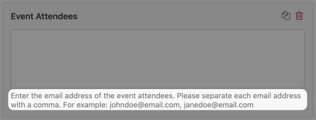 wpforms event attendees field description
