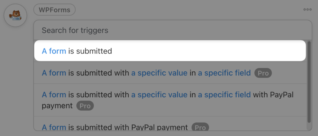 wpforms trigger a form is submitted