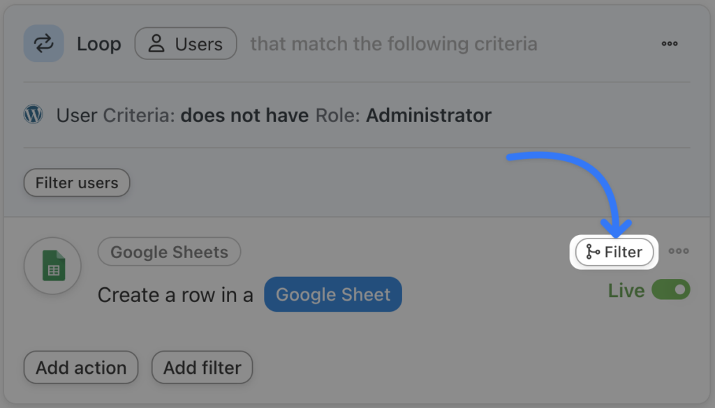 google-sheets-action-filter