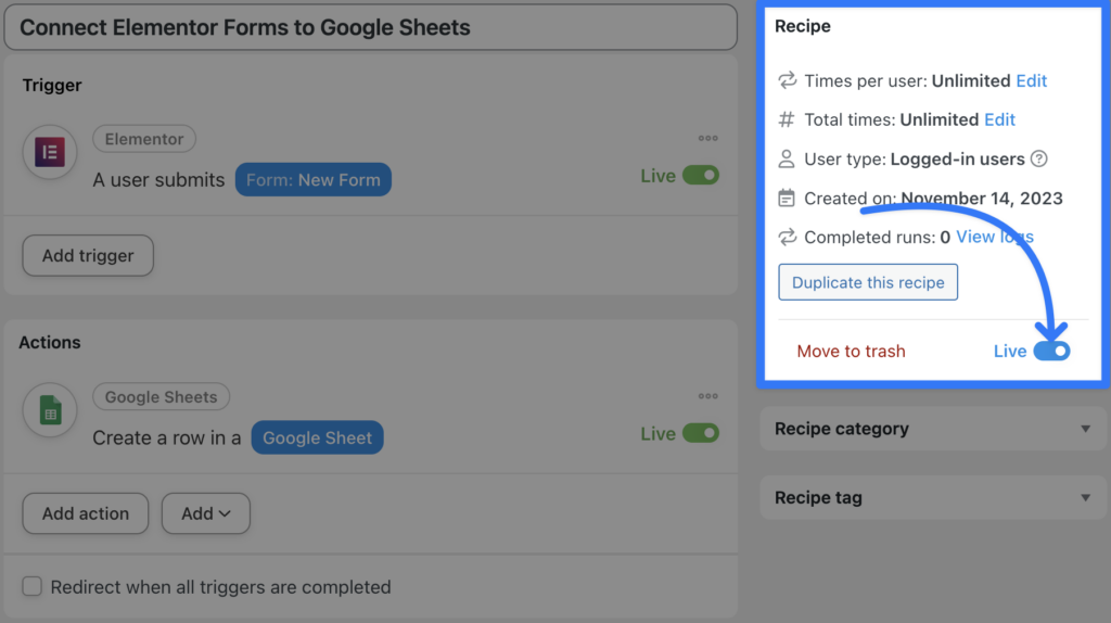 connect-elementor-forms-to-google-sheets-recipe-live