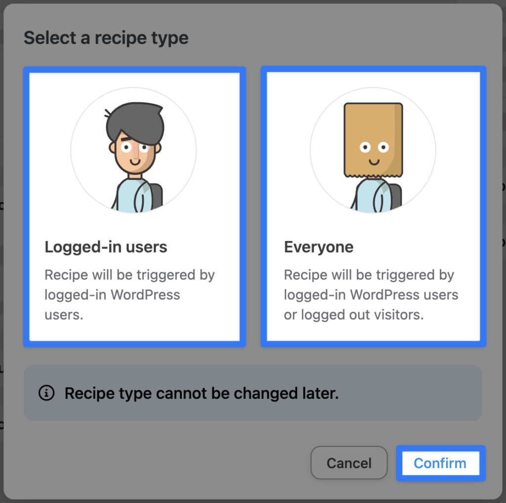 select-recipe-type-logged-in-users-or-everyone