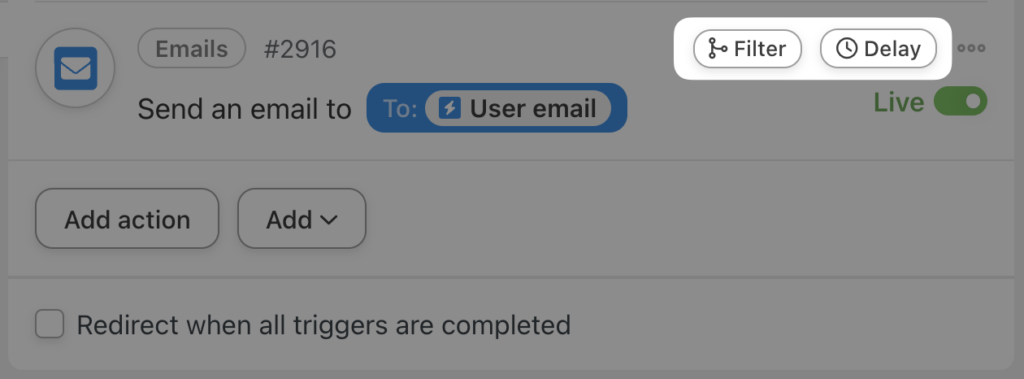 send-email-action-filter-and-delay-buttons