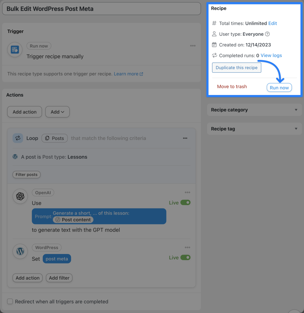 bulk-edit-wordpress-post-meta-recipe-run-now