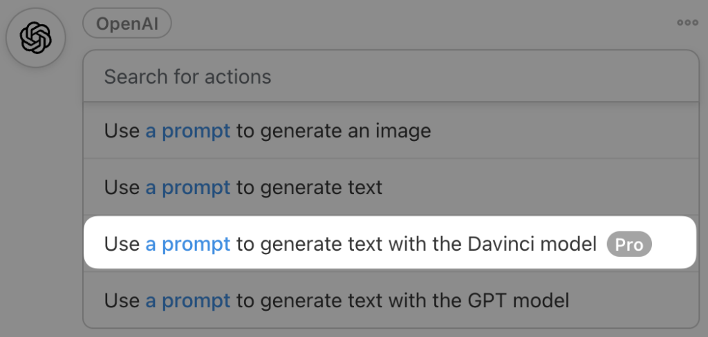 openai-action-use-a-prompt-to-generate-text-davinci-model
