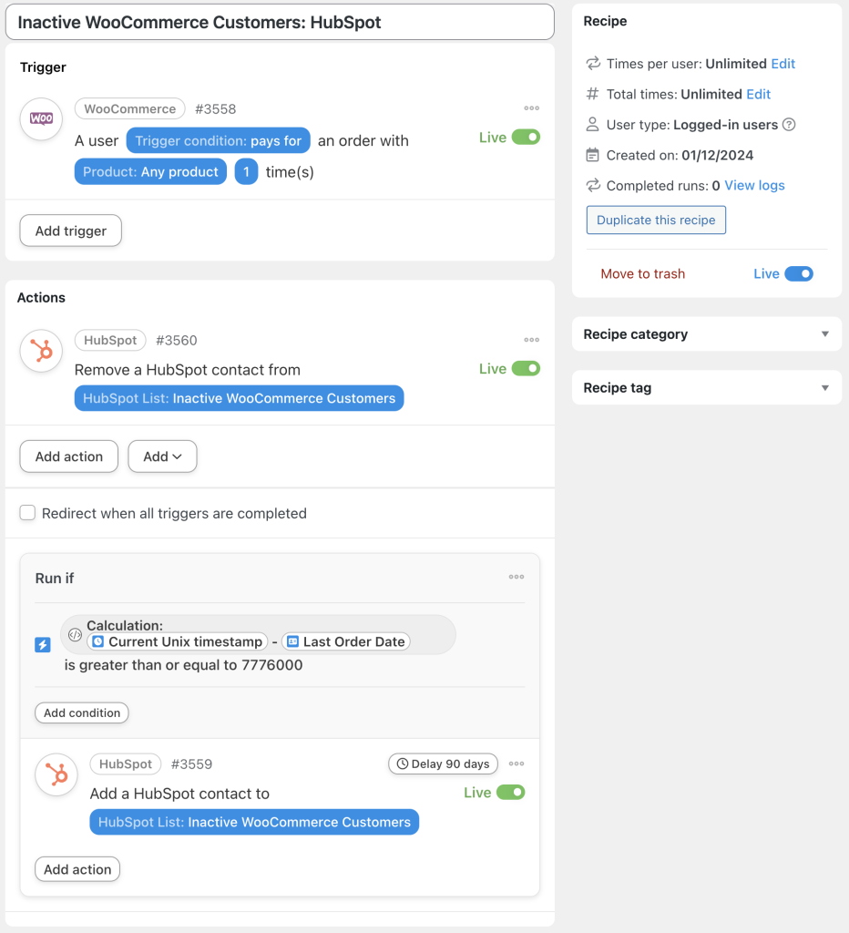inactive-woocommerce-customers-hubspot