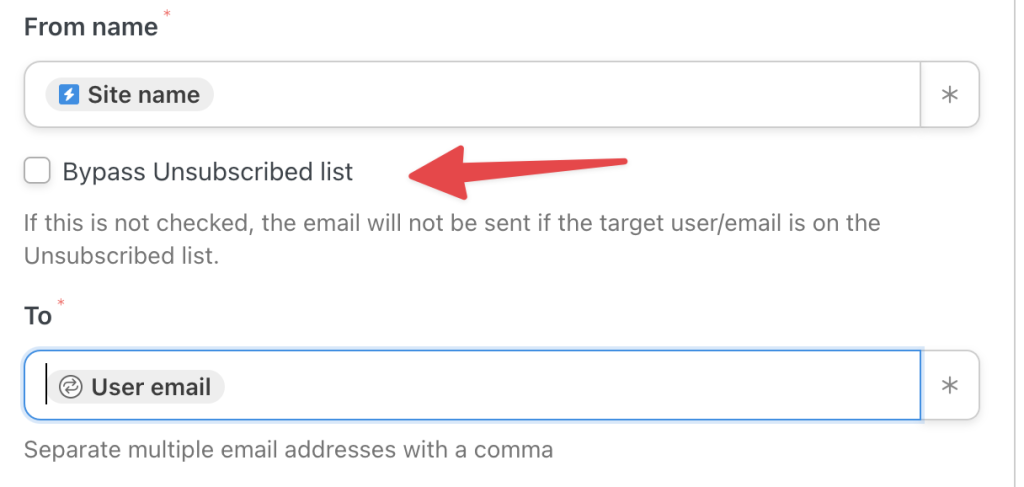 Bypass Unsubscribed List