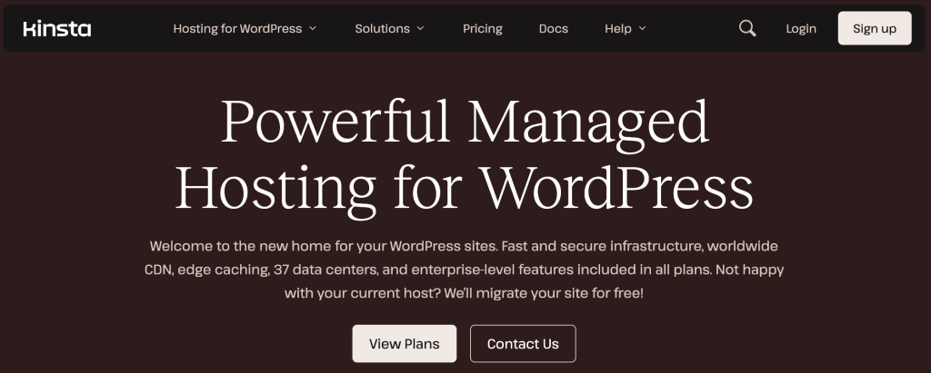 Kinsta homepage.