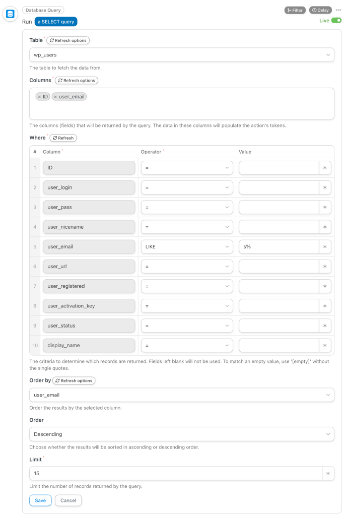 WordPress Database Select Query