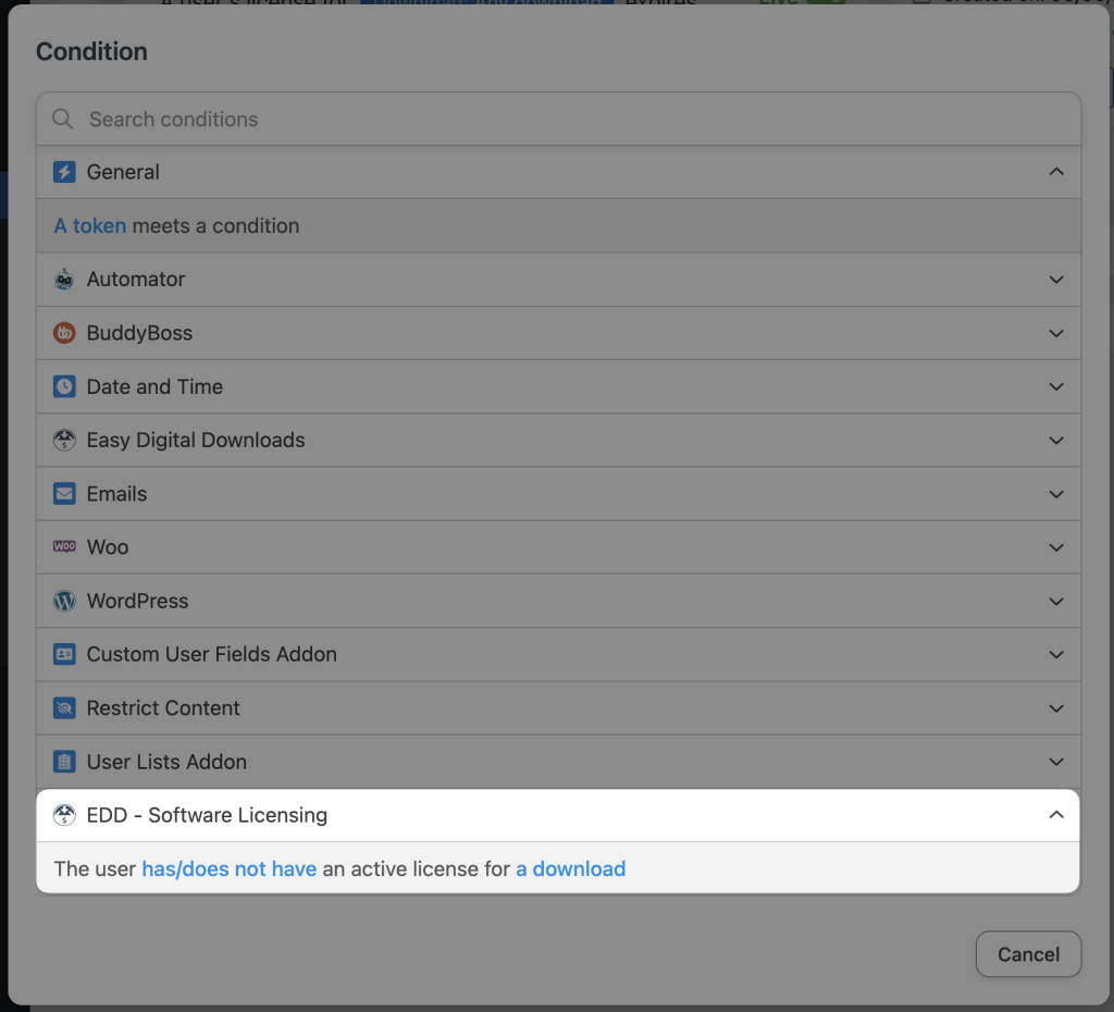 automator-condition-modal-edd-software-licensing
