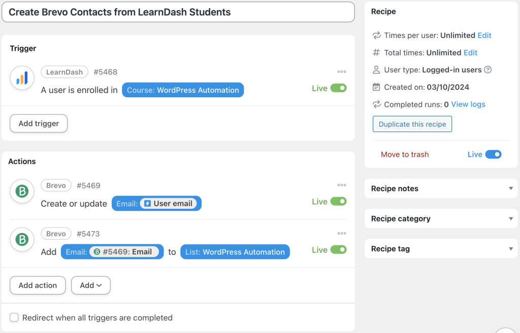 connect-brevo-to-learndash-recipe-1-second-action