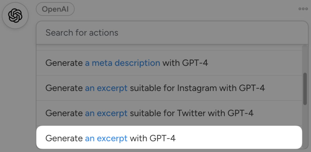 openai-action-generate-an-excerpt