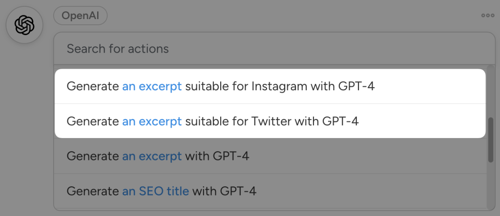 openai-actions-generate-excerpt-for-instagram-x