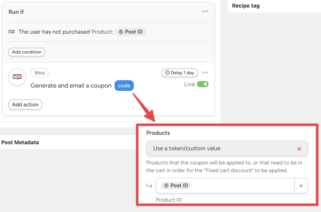 generate-email-coupon-code-token-selector