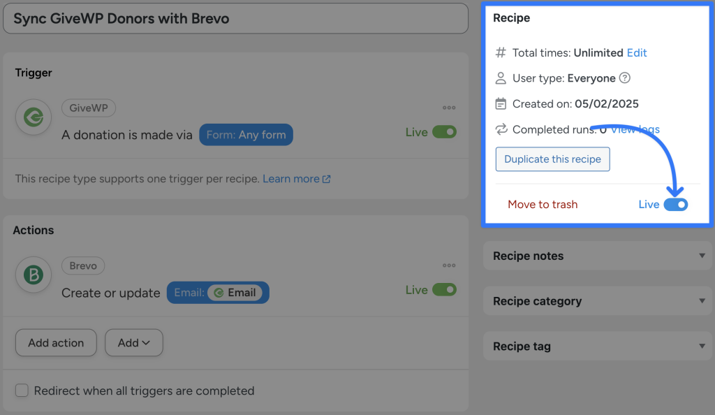 connect-givewp-to-brevo-sync-donors-live